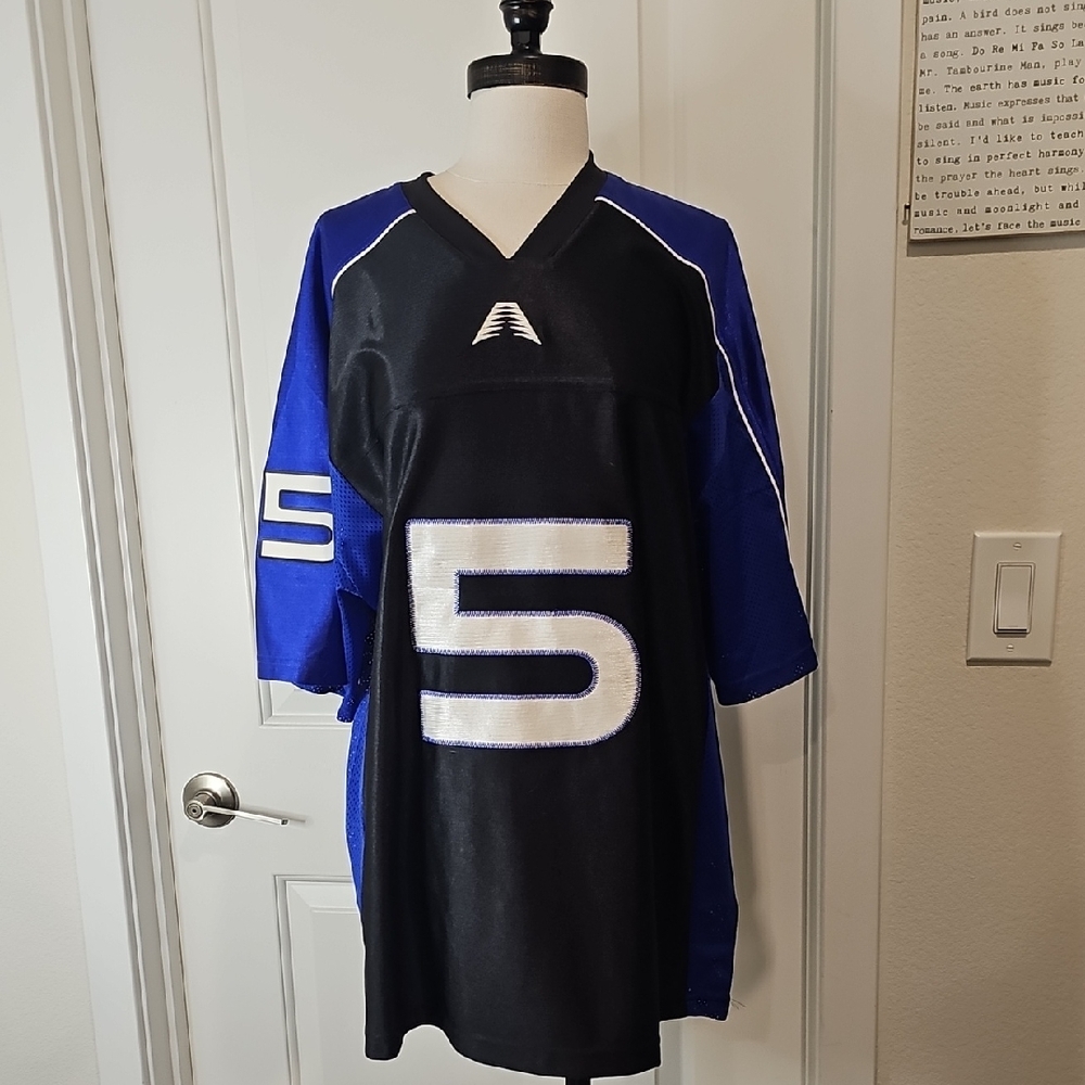 Black & Royal Blue Football Jersey with White Number 5